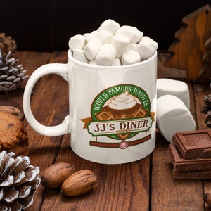JJ's Diner: A Parks and Recreation;  Mug, Coffee, Tea; Design on Both Sides; Great Gift, Ceramic, Christmas | Gift Box Included