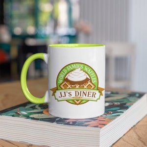 JJ's Diner: A Parks and Recreation;  Mug with Color Inside, Coffee, Tea; Design on Both Sides; Great Gift, Ceramic, Christmas