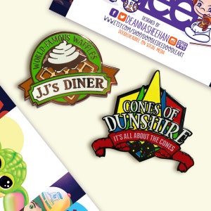 Parks and Recreation: JJ's DIner or/and Cones of Dunshire 2" Hard Enamel Pins, Christmas, gift Holiday | Free Stickers Included!