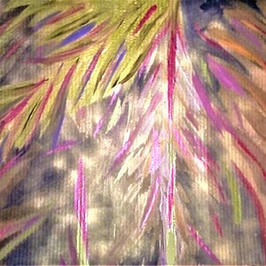 PINTURA; 'In a Golden Forest #2', Impressionismo, em papelão, acrílico e ouro 24k