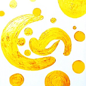 Pintura, 'Topsy Turvy World, ABSTRACT ART DECO', tinta metálica dourada 24k em papelão branco brilhante, frete grátis!