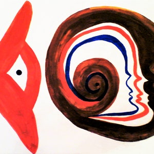 Het roeren - Waterkleur - Papier - Abstract Expressionisme