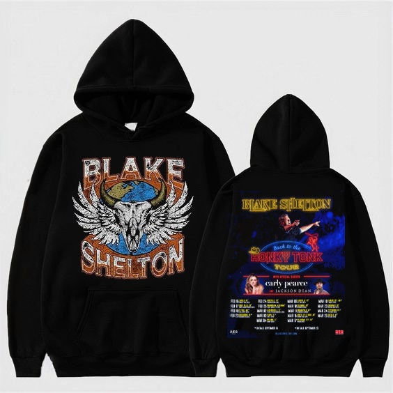 Blake Shelton Tour Shirt,Back to the Honky Tonk Tour 2023 Double sided hoodie