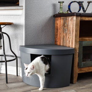 Kitangle Corner Kitty Litter Box Gray