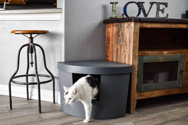 Kitangle Corner Kitty Litter Box Gray