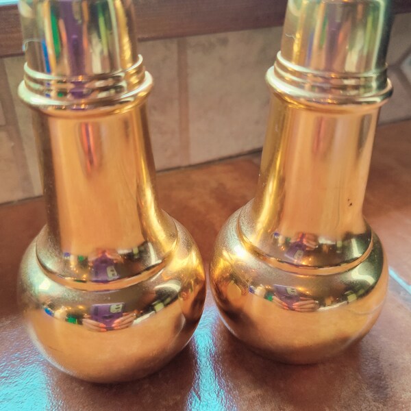 Salt and Pepper Shakers Brass Etsy