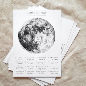 Pakket van 5 Maankaarten - Kaart van de Maan