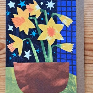 Carte de voeux A6 Jonquilles et étoiles