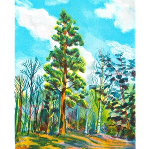 Pine Tree Risograph Print