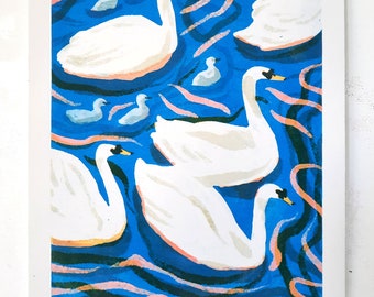 Swans - A3 Risograph Print