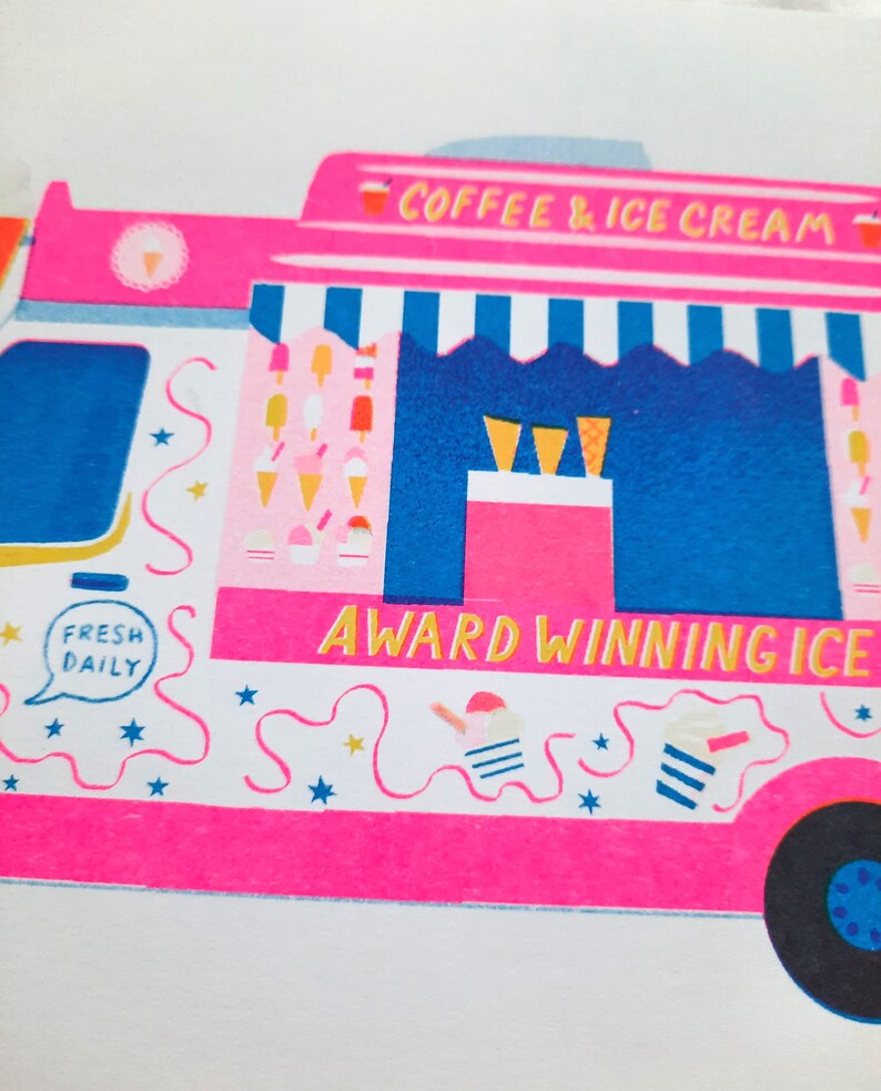 Ice Cream Van A5 Risograph Print image 4