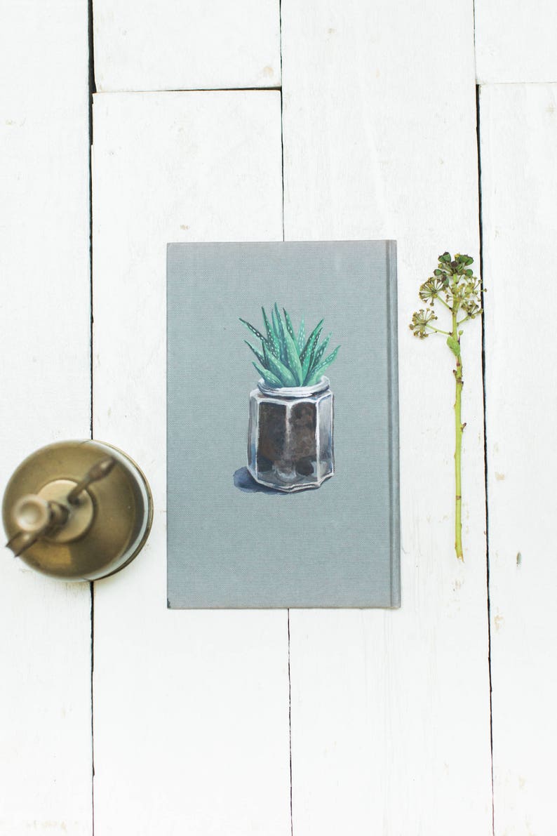 Succulent in a jar Original Gouache Painting image 1