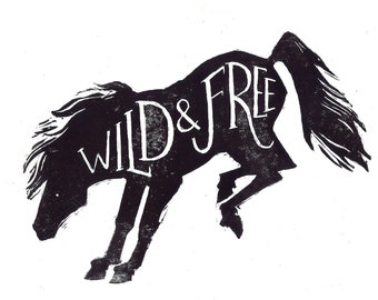 Wild & Free Horse Lino Print