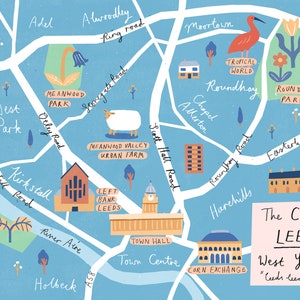 Leeds Mapa A4 Ilustrado Giclee Print