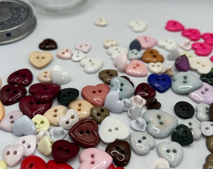 Vintage Lot of 125 Heart Shaped Buttons in Various Colors - Etsy