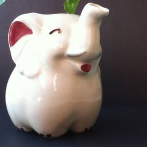 Vintage Ceramic Elephant Planter, Cream Pitcher, Mid-Century Root Vase image 3