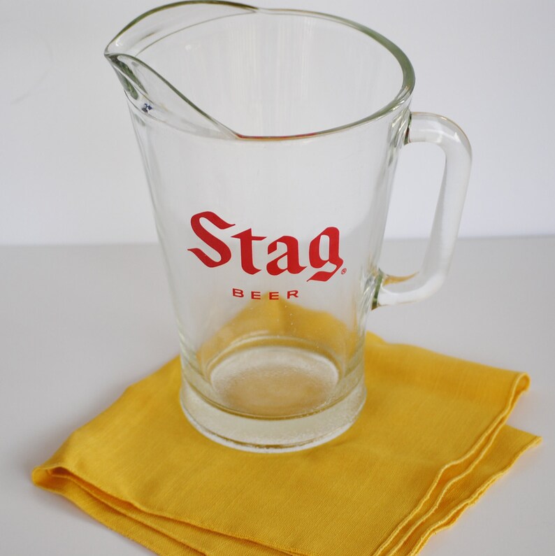 Stag Beer Logo Heavy Clear Glass Pitcher Barware Man Cave Etsy