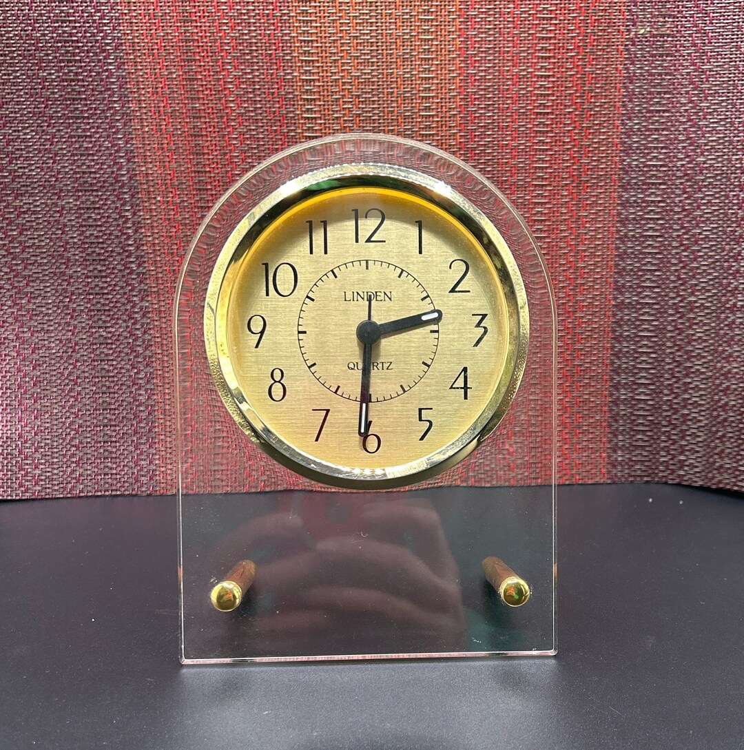 Gold Linden Quartz Desk Clock Etsy