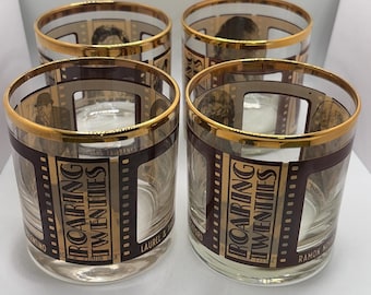 Vintage Houze Art "Roaring Twenties" Old-Fashion Lowball Whiskey Mixed Drink Barware Glasses