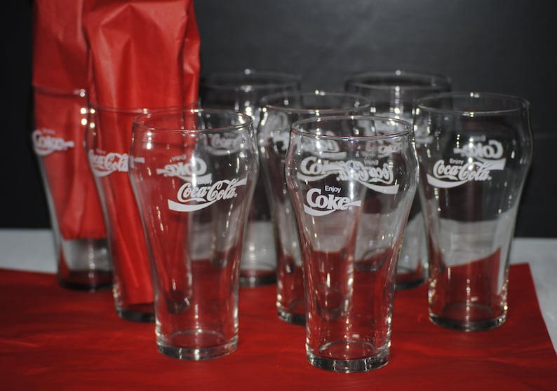 Vintage Coca Cola Drinking Glasses set of 8 Etsy