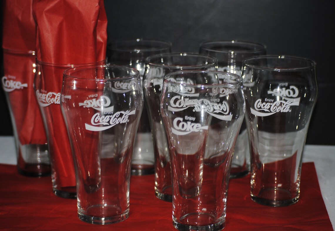 Vintage Coca Cola Drinking Glasses set of 8 Etsy