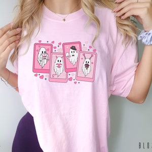 Camiseta de San Valentín fantasma, linda camiseta con carta del tarot, camiseta de moda, camiseta con carta del tarot Boo'd Up, camiseta de amante, regalo del día de San Valentín, camiseta de colores cómodos