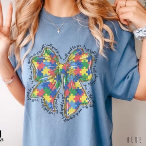 Autism Bow Shirt, I will Speak for You, Coquette Bow Tee, Comfort Colors Tee, Autism Awareness, Autism Mom Gift, Autism Ribbon Tshirt