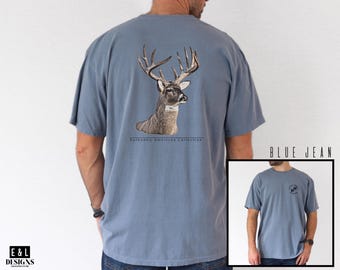 バックシャツ、コンフォートカラーTシャツ、ディアハンターギフト、男性へのギフト、夫へのギフト、お父さんへのギフト、アメリカンハンター、鹿狩りシーズン