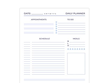 Purple Blue One Page Per Day Un-Dated Printable Daily Inserts Letter Size