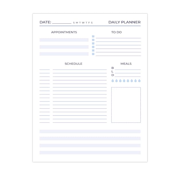 Purple Blue One Page Per Day Un-Dated Printable Daily Inserts Letter Size