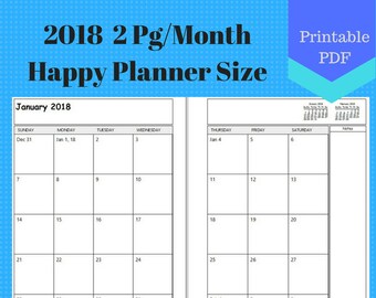 2018 letter size two page per month monthly calendar pages etsy