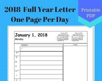 2019 letter size full year one page per day daily calendar etsy