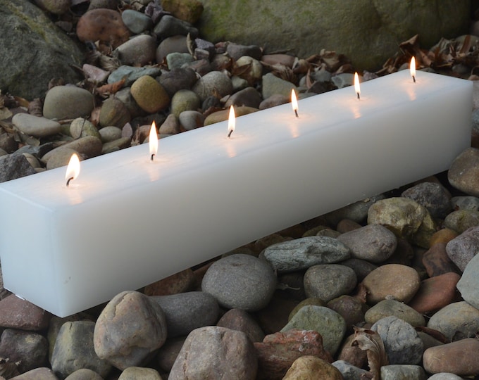 Custom hand poured 24 inch long block candle with 6 wicks