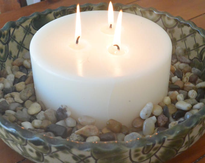 Custom hand poured 6 inch diameter candle with 3 cotton wicks