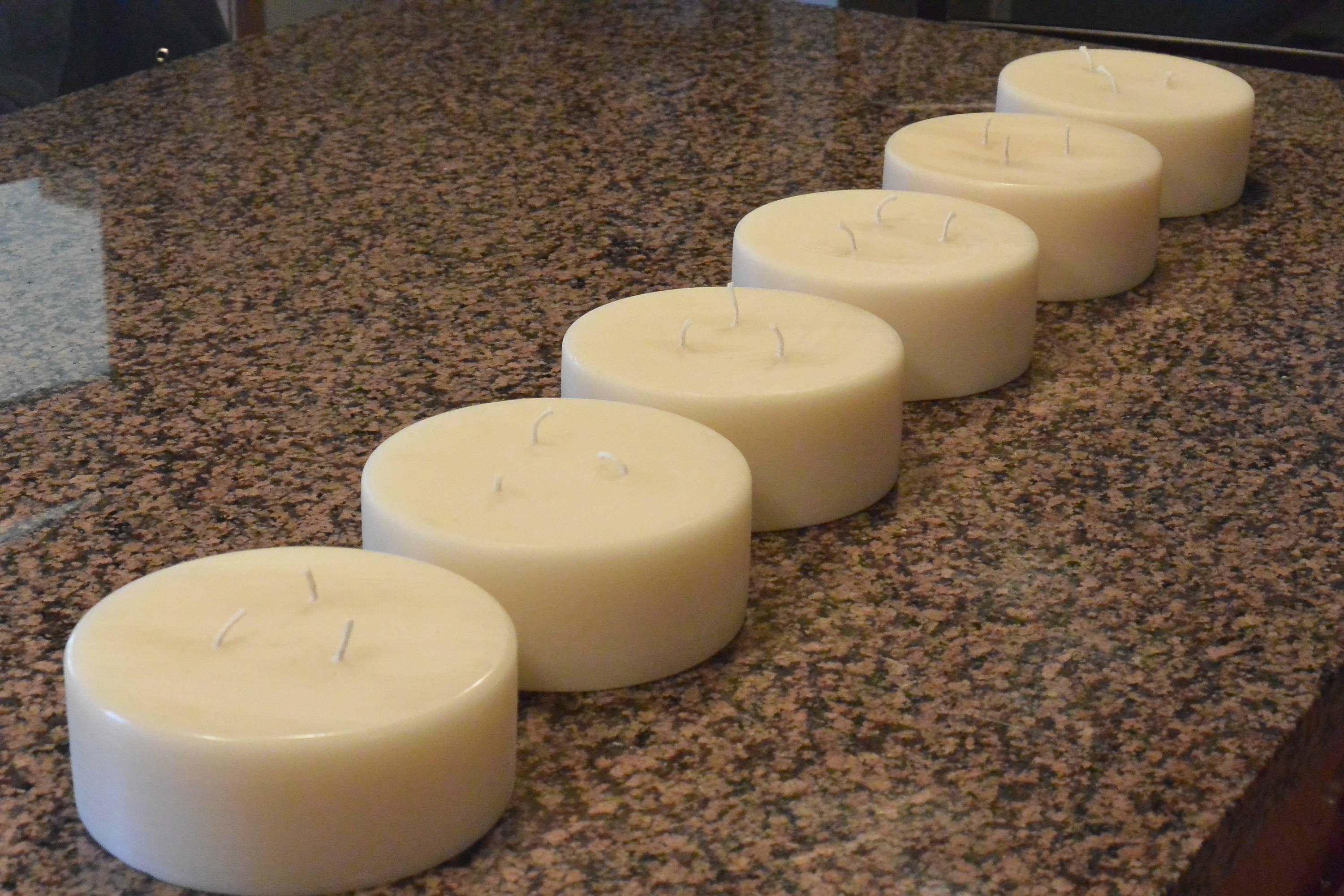 Custom hand poured 6 inch diameter candle with 3 cotton wicks