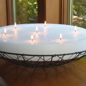 Custom hand poured 18 inch diameter round candle with multi wicks