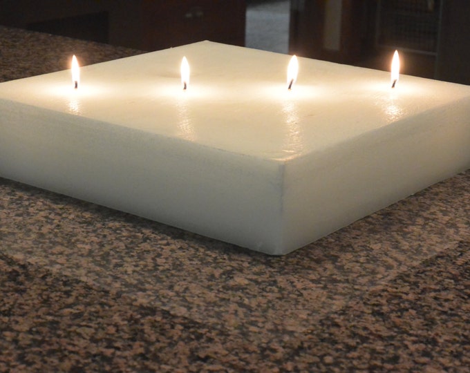 Custom hand poured 15 x 15 square candle with 4 wicks