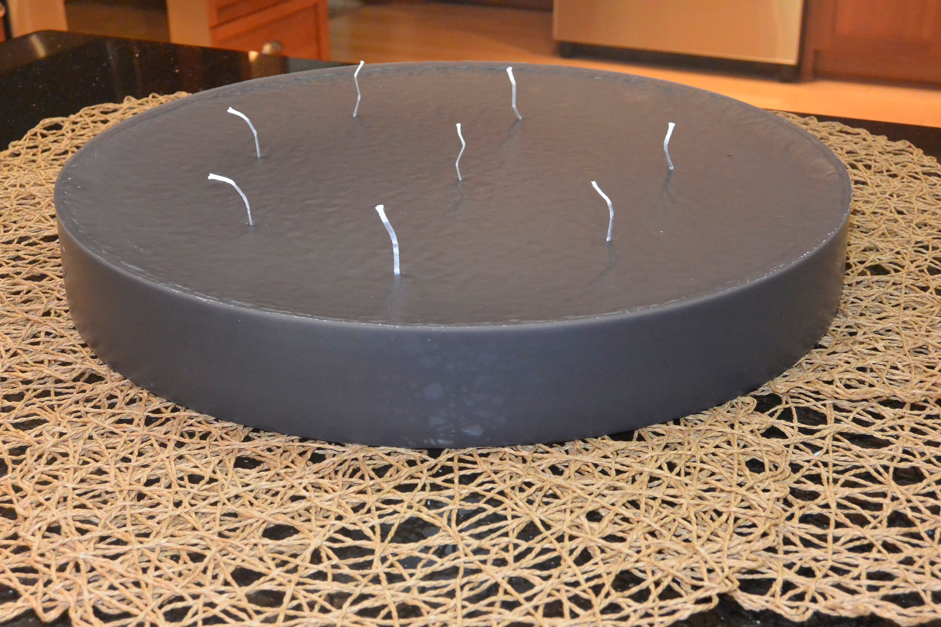 Custom hand poured 20 inch diameter round candle with multi wicks