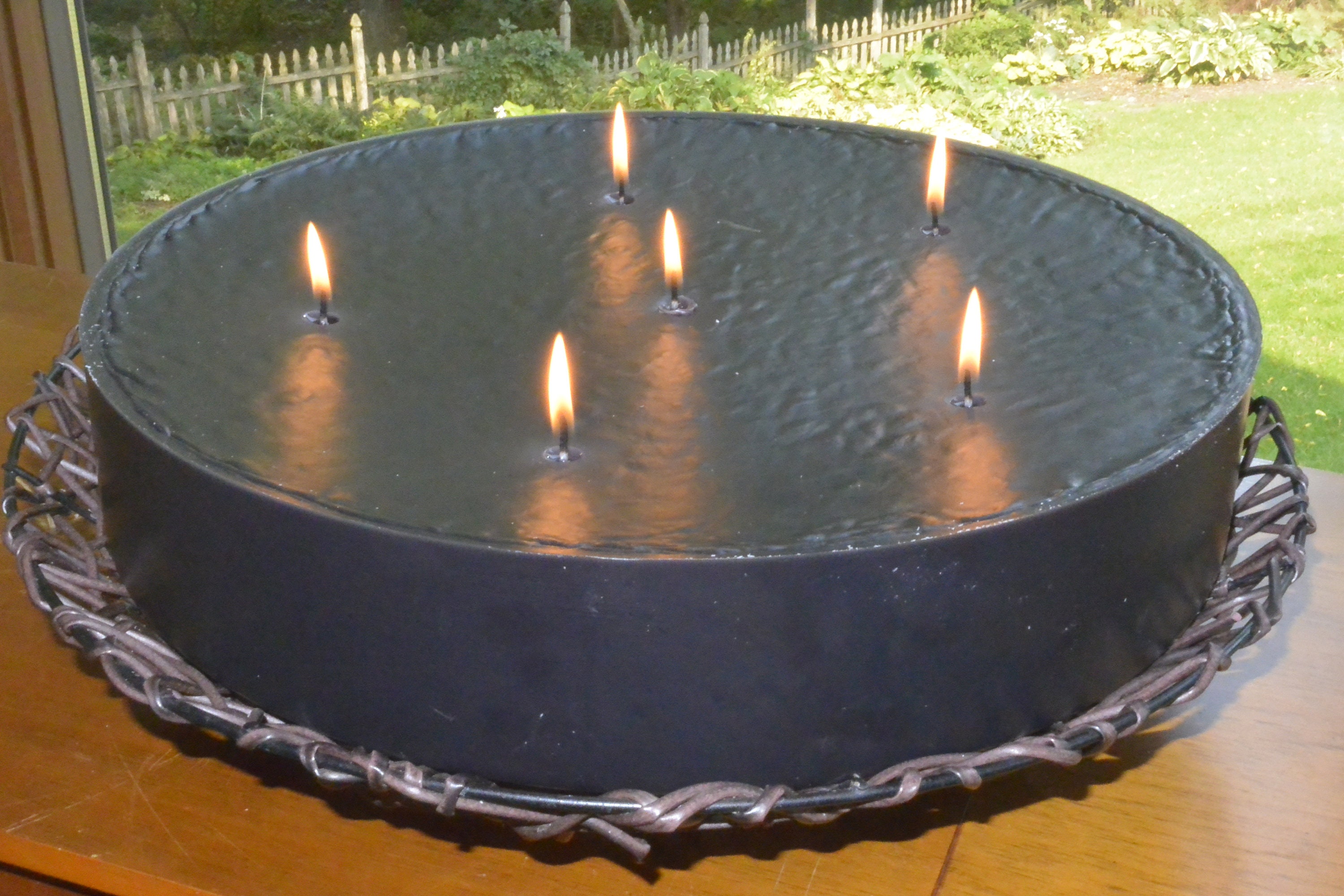 Custom hand poured 15 inch round candle with multi wicks