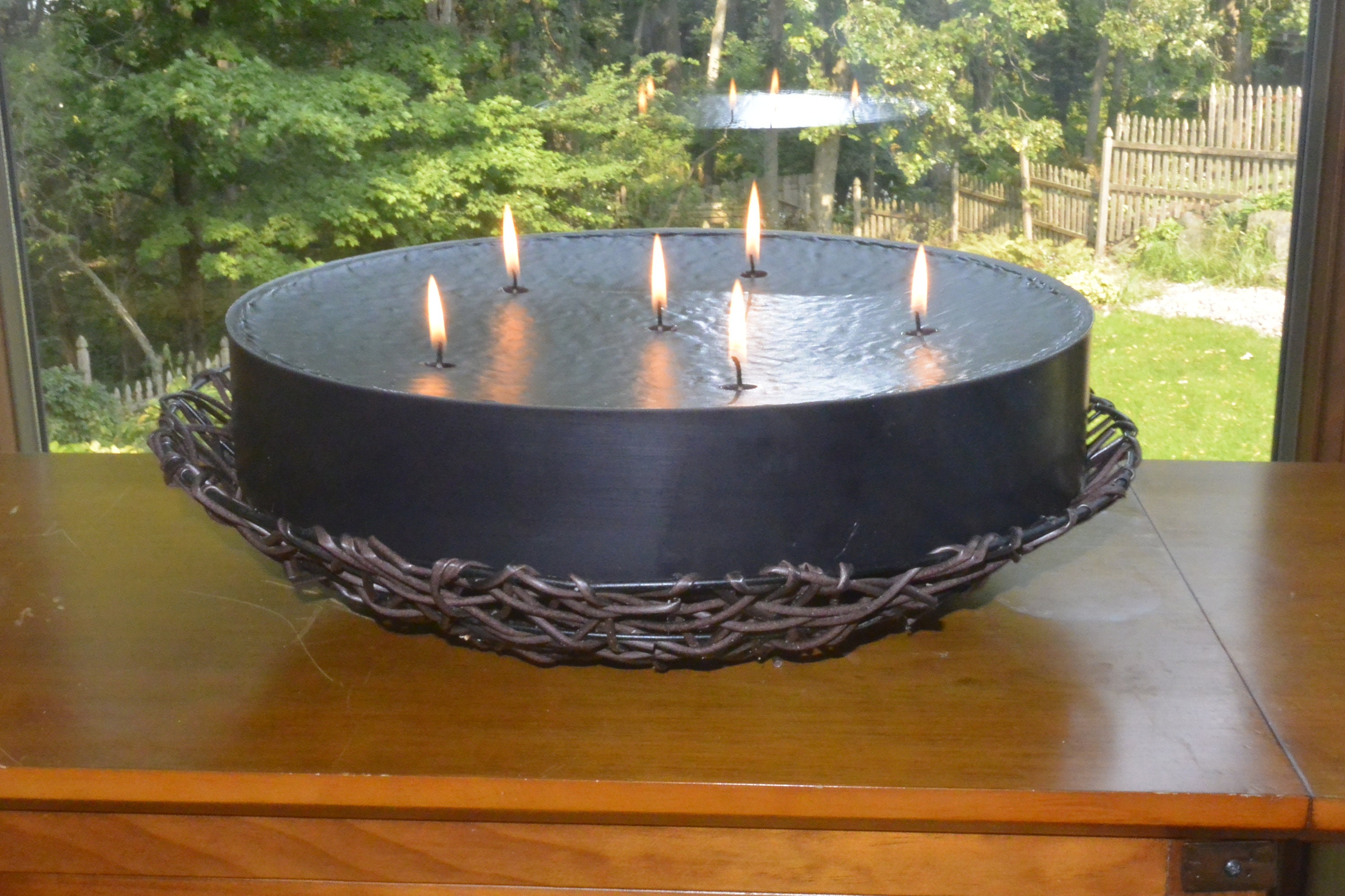 Custom hand poured 10 inch diameter candle with multi wicks