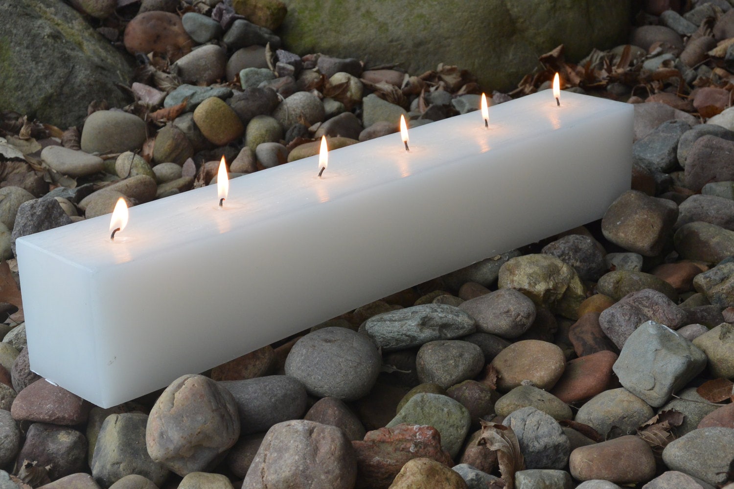 Custom hand poured 24 inch long block candle with 6 wicks