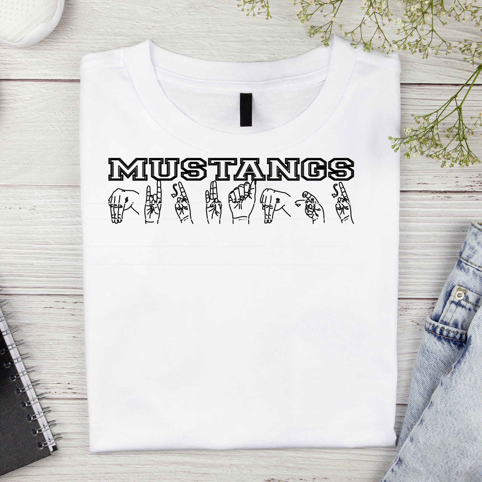 Mustangs Svg, Deaf, ASL Svg, Team Shirt Svg, School Spirit Svg, School