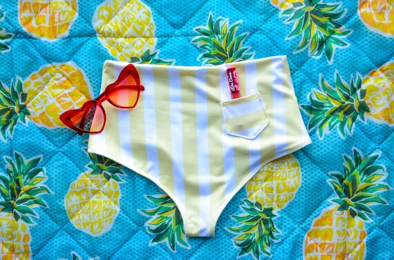 High Waist Bikini Bottoms in Yellow 