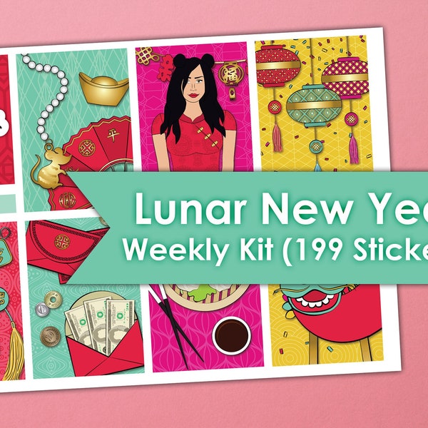 Lunar New Year Weekly Kit | Erin Condren Planner Stickers 199 Stickers