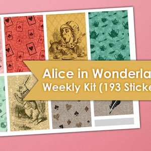 Alice in Wonderland Weekly Kit | Erin Condren Planner Stickers 193 Stickers
