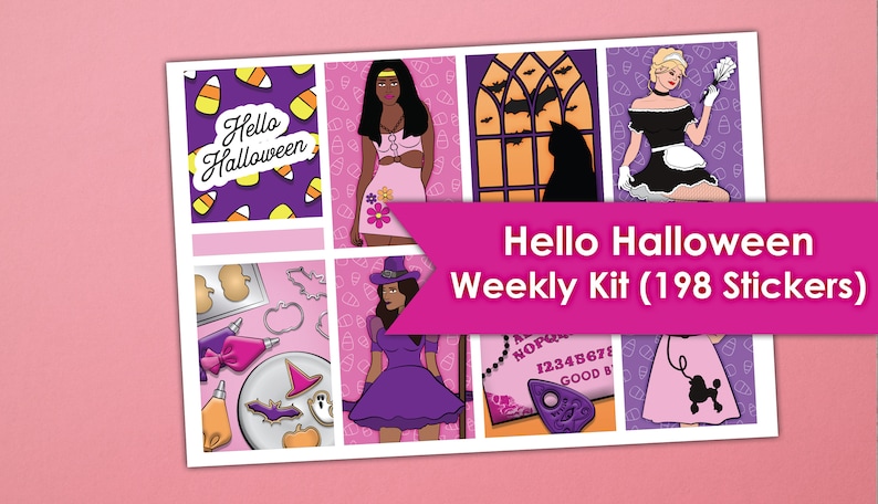 Hello Halloween Weekly Kit | Erin Condren Planner Stickers 198 Stickers ...