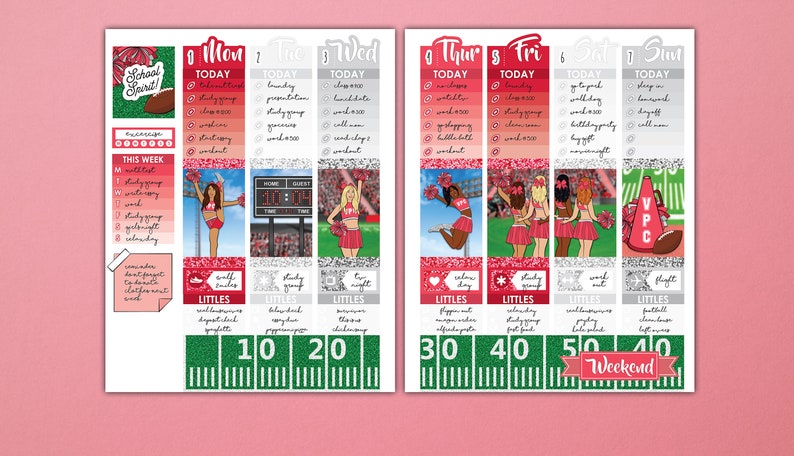 School Spirit Weekly Kit | Erin Condren Planner Stickers 193 Stickers ...