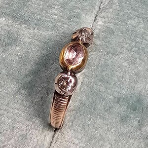 Sweet georgian era trilogy ring with pink topaz
