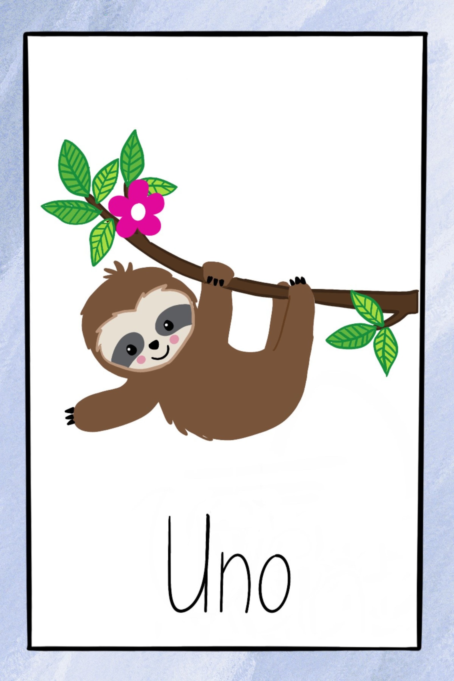 Sloth Number Flashcards in Spanish Sloth Número Flashcards En Etsy