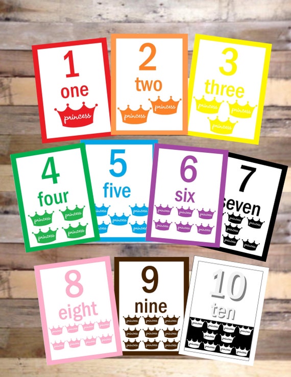 Princess Number Flash Cards - Etsy
